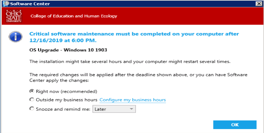software maintenance notification